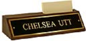 Walnut Easel Cardholder Desk Premier brass sign plate 2"x8 "