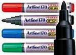 Artline EK-170 Dry Safe Permanent Marker - 2.0mm Bullet Tip in black, blue, red, green