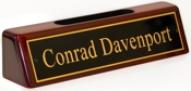 Piano Finish Desk Sign Rosewood with Cardholder 2"x8-1/4"