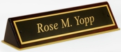 Piano Finish Desk Sign with Rosewood Holder 2"x9-1/2"