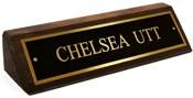 Walnut Easel Desk Sign with Premier brass 2"x10'